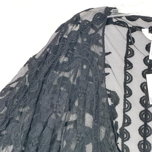 Lauren Conrad Tie Front Lace Shrug Women One Size Black Lightweight 3/4 Sleeve - Picture 4 of 10